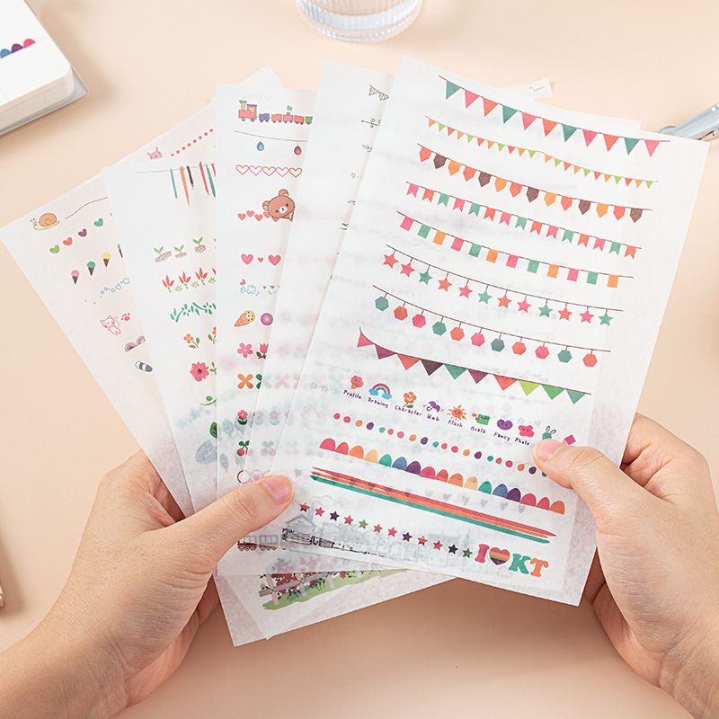 Lindo split línea Grandes pegatinas traje mano cuenta Material kindergarten crecimiento manual decoración bebé álbum pegatinas