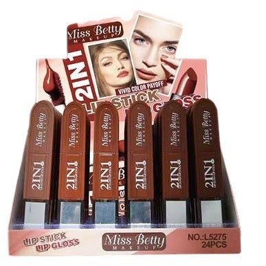 Lápiz Labial Miss Betty Nuevo, Comercio Exterior Transfronterizo, Color Único, 6 Colores, Brillo Labial, Dos en Uno, Maquillaje 2 en 1