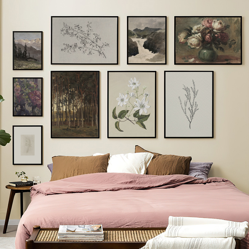 European Retro Rustic Decorative Painting Core Wall Layout Hanging Painting Autumn Rural Scenery Plain Core Without Frame