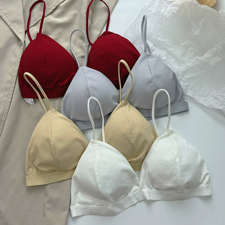 Thin underwear, summer wireless bra for students, french style, thin strap, beautiful back