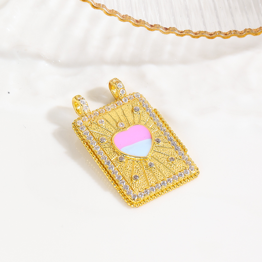 6g Weight Pendant Jewelry Making Type 18K Gold Plated Plating Material 1 Piece Quantity Daily Occasion Copper Material Rainbow, Coconut Tree, Heart Shape Pattern All Seasons Season Unisex Gender Plating Design Retro, Classic Style Style 1 Piece Copper 18K Gold Plated Rainbow Coconut Tree Heart Shape Pendant 12