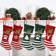 アマゾン爆型クリスマスニット靴下クリスマス猫犬雪花靴下クリスマスプレゼント袋クリスマス装飾品