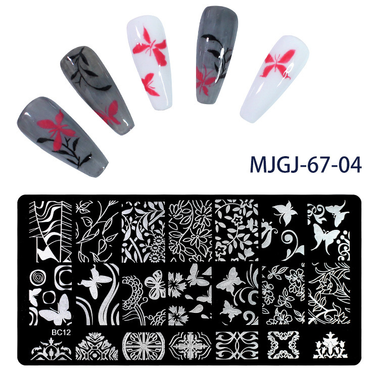 Nail Art Impresión Plantilla Stickers Esmalte de uñas estereoscópico Plantilla Diy Seal Placa de impresión Herramienta de transferencia