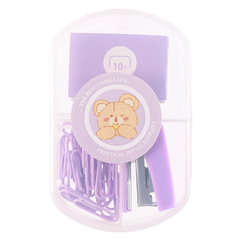 Mini Stapler Student Stationery Combination Set Macaron Color Cute Stapler Convenient Small Stapler