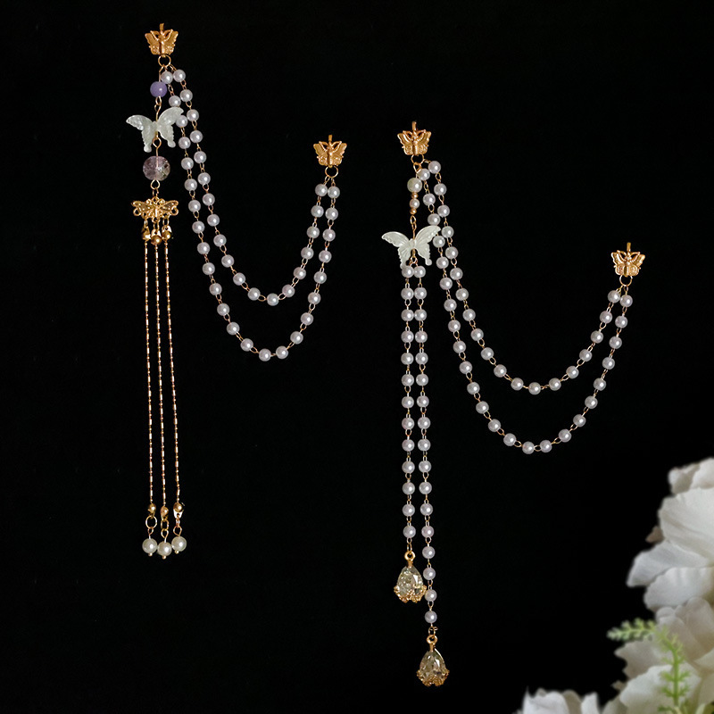 Chinese-Style Cheongsam with a Pressed Lapel, Tea Dress, Hanfu, Elegant Brooch Accessory, Long Tassel Pendant, Versatile Chinese Style