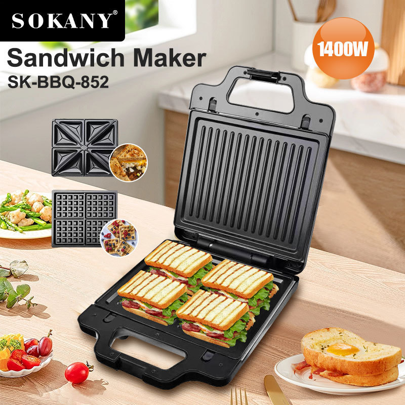 Foreign Trade Sokany852 Three-In-One Sandwich Machine, Stainless Steel Breakfast Machine, Steak Waffle Machine