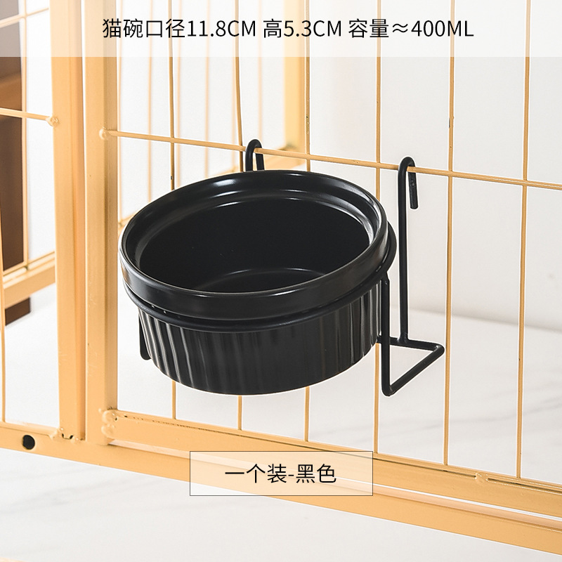 tazón de gato cerámica tazón de comida para gatos jaula colgante fija tazón de comida para gatos anti-derribo cachorro gato beber agua jaula tazón
