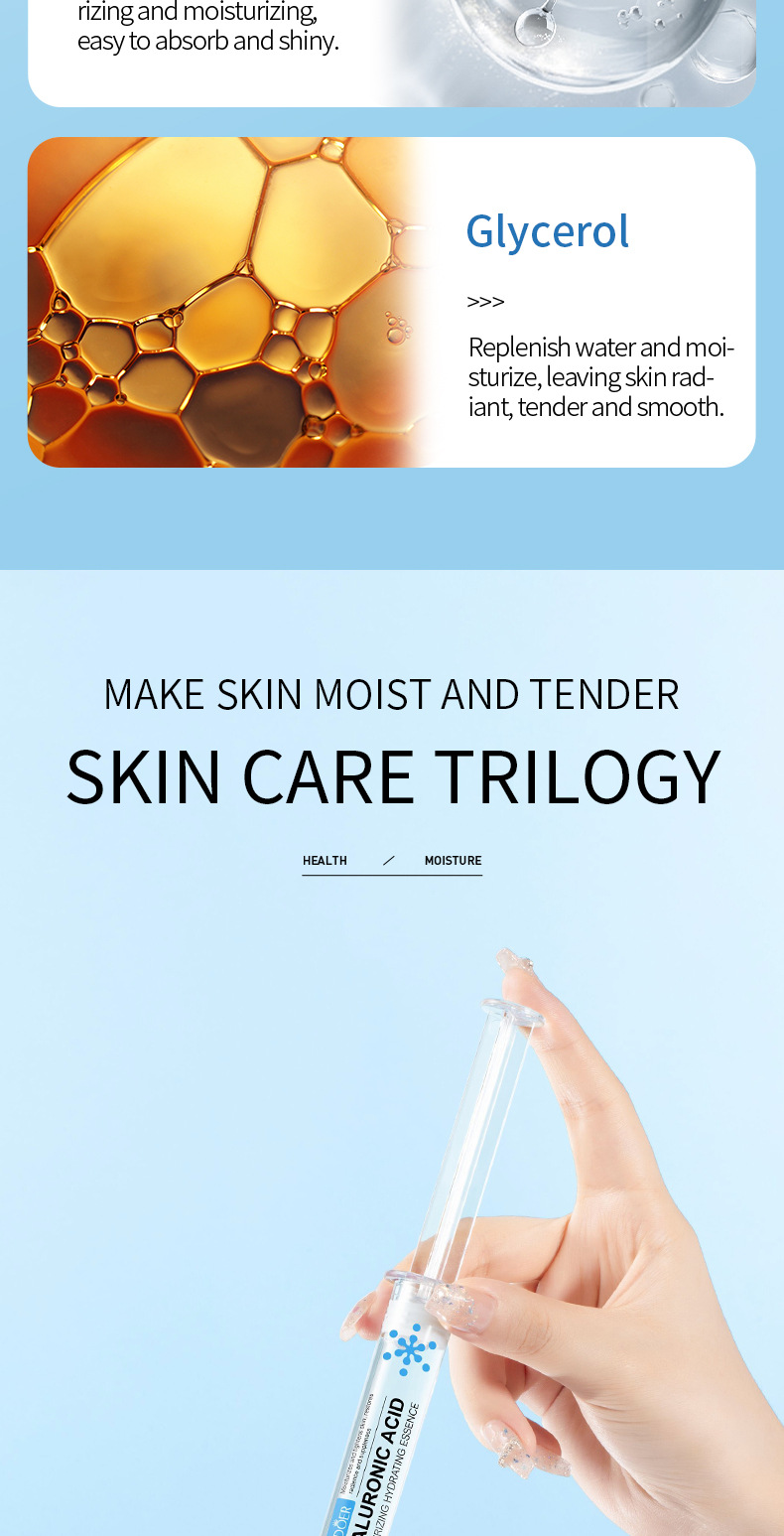 100% English Essence SADOER Hyaluronic Acid Moisturizing Essence Moisturizing Essence Moisturizing Skincare Products Cross-Border
