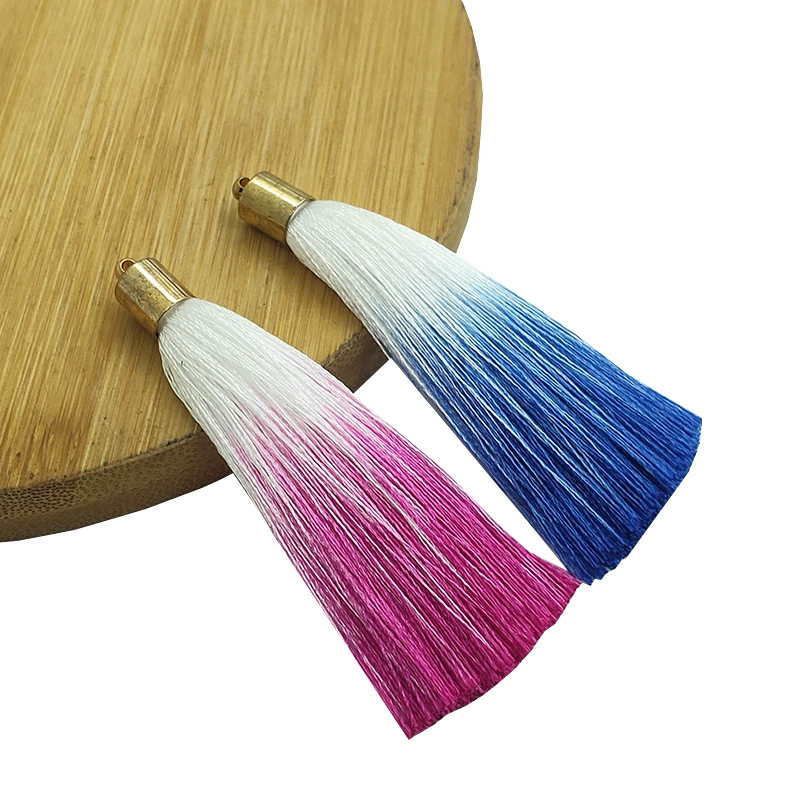 Hair accessory with tassels handmade, pendant, earrings, material, accessories, 7cm, gradient
