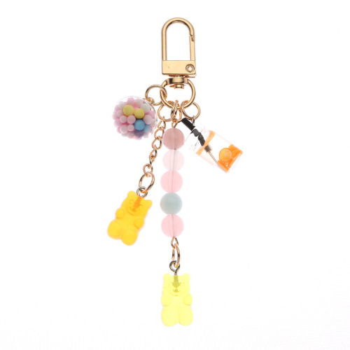 ins cute girly heart candy bear keychain rainbow color gummy airpods headphone protective case bag pendant