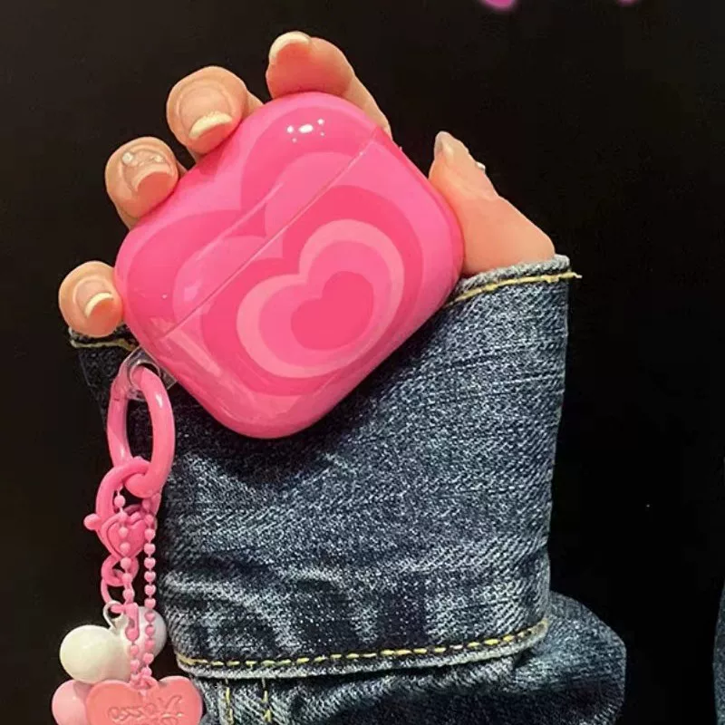 Apple, brand fuchsia protective case, wireless headphones, bluetooth