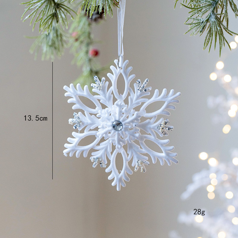 クロスボーダー新しいクリスマス装飾白植毛スノーフレーク立体五芒星ツリーペンダントクリスマスツリーレイアウト|undefined