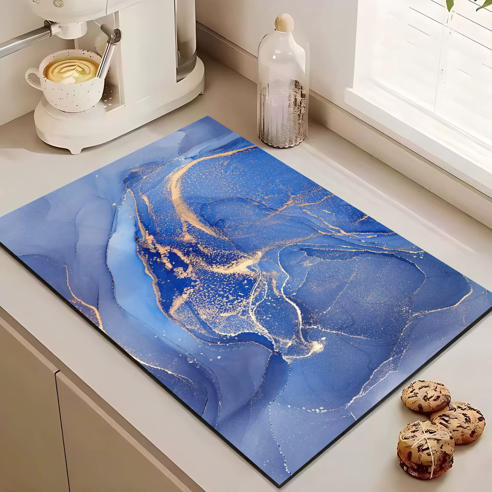 Новый коврик для кухонной столешницы с чернильным мрамором, коврик для бара, коврик для столовых приборов, изоляционный коврик, мягкий впитывающий коврик из диатомовой грязи