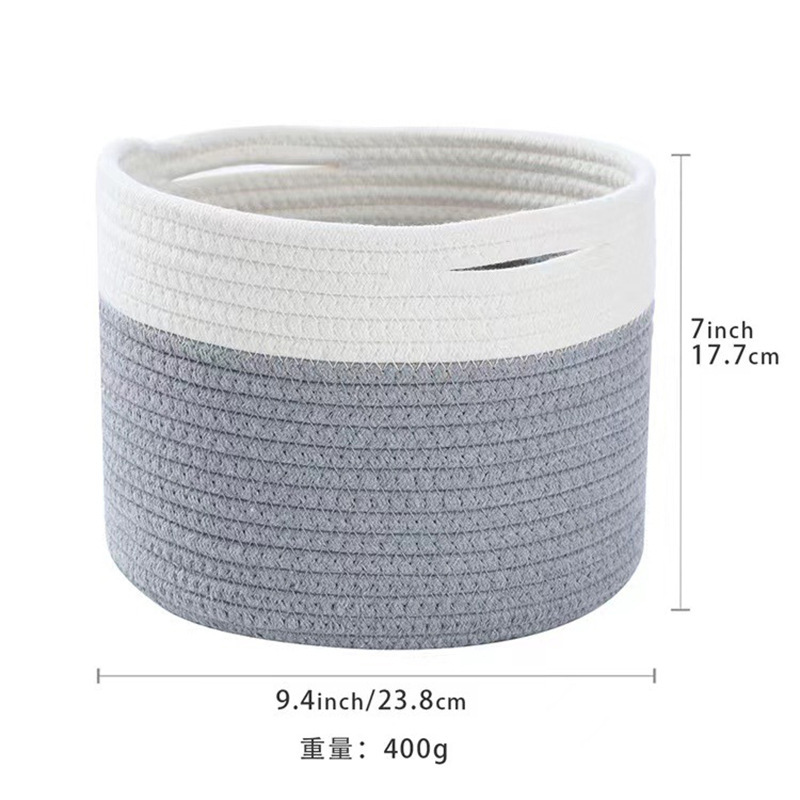 綿紐編み収納バスケット、テーブル雑貨・お菓子収納バスケット、子供のおもちゃ収納バスケット、浴室用汚れた服入れバスケット|undefined