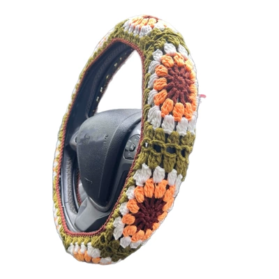 Steering wheel cover | Decoration Steering Wheel Cover - camel-sunflower-steering-wheel-cover-1pcs-36-40cm