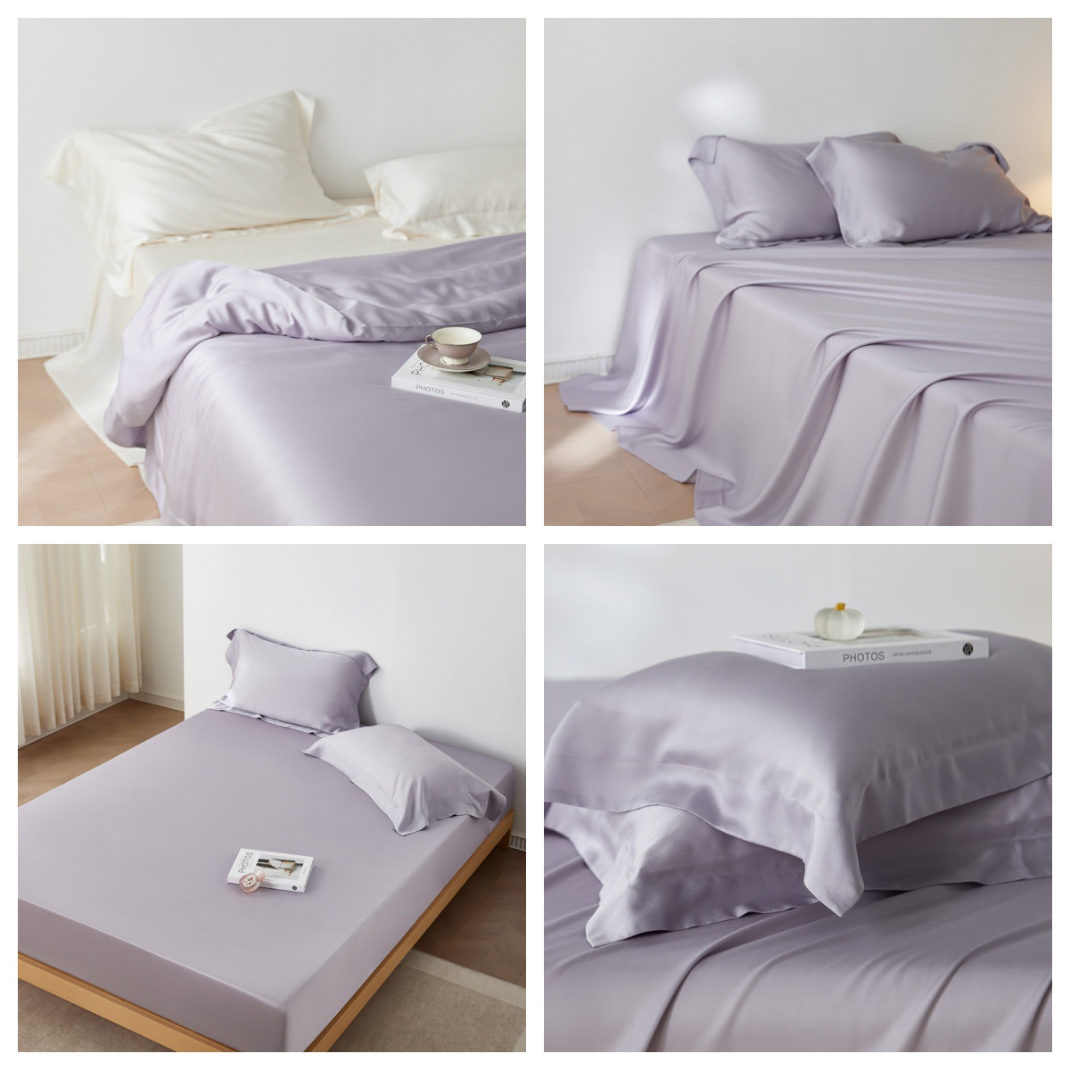 Summer Cool Ice Silk Quilt Cover High-end A-Class 100-Count Ultra-fine Denier Lenzing Tencel Single Product Duvet Cover Bed Fitted Sheet Pillowca_voghion.com