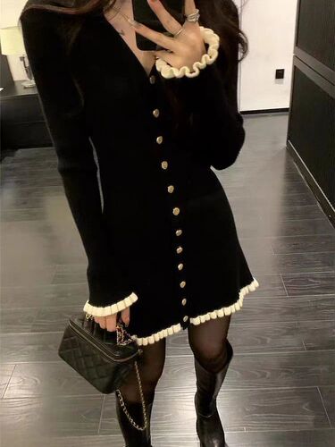 Small man, fragrant black dress, children's autumn and winter new style, tea break, French temperament, beautiful