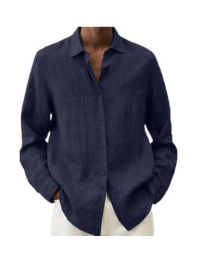  autumn long-sleeved cotton and linen shirt for men