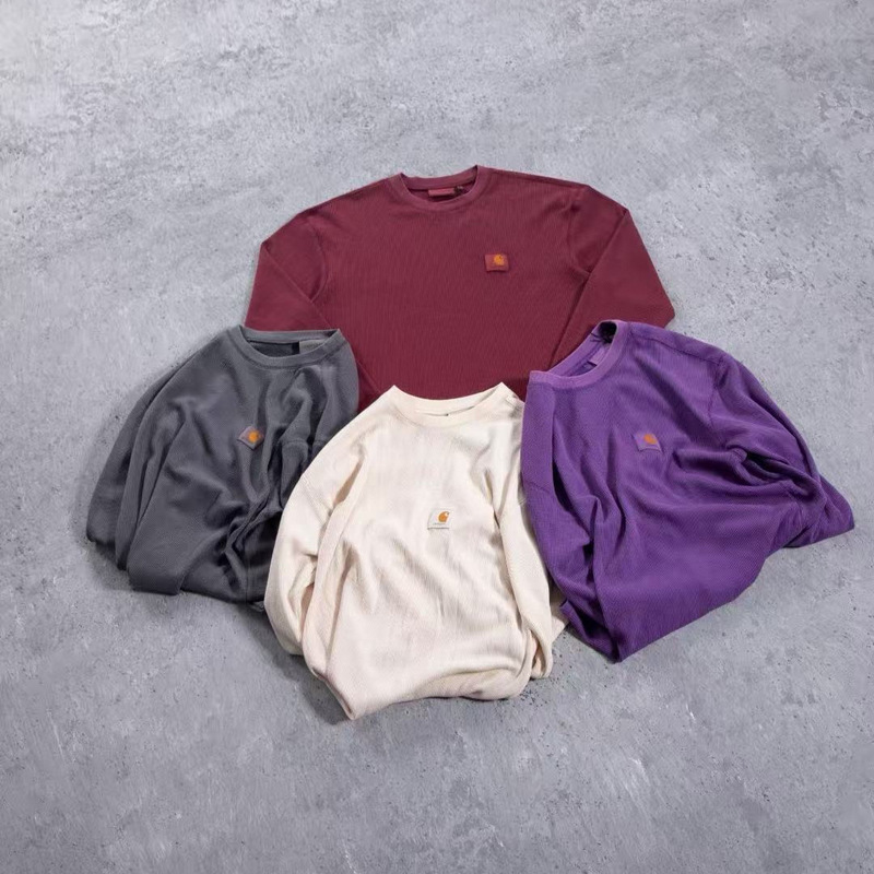 Trendy Brand Carhartt Waffle Enzyme-Washed Long-Sleeve Vintage Loose Short-Sleeve Unisex Couple's Base Shirt Trendy Brand Carhartt Waffle Enzyme-Washed Long-Sleeve Vintage Loose Short-Sleeve Unisex Couple's Base Shirt