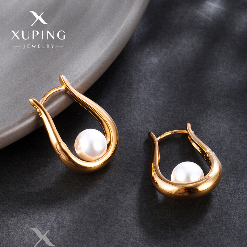 Pendientes de imitación de perlas de lujo de Xuping Jewelry, pendientes retro de estilo francés a la moda para mujer.