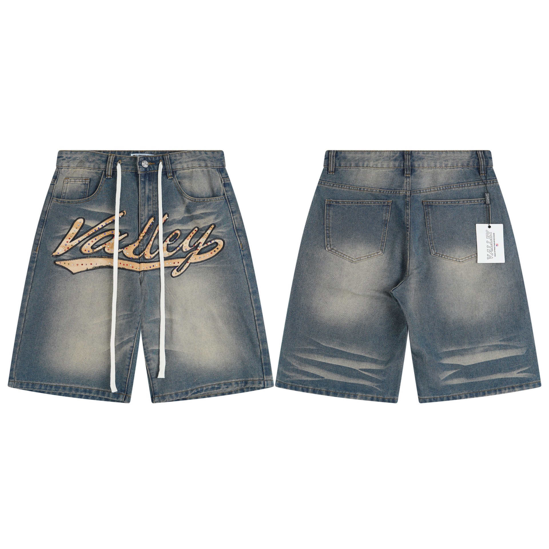 Cross-border belleza Vale Forever bordado perforación de letras hip-hop lavado con agua hace pantalones casuales viejos jeans