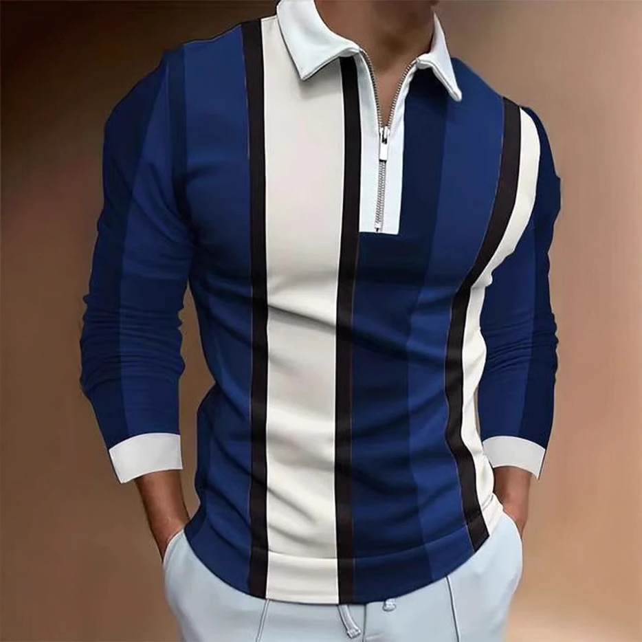 2024 nueva camisa POLO con cremallera de manga larga de alta calidad de moda casual transfronteriza de comercio exterior de Amazon MB14