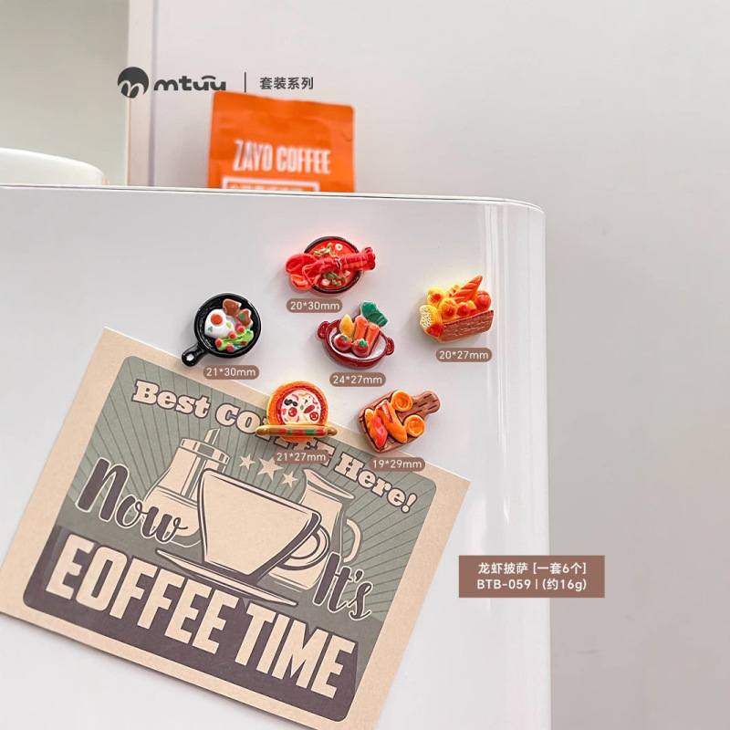 抖音と同じスタイルの青島冷蔵庫マグネット栓抜き、夏のバーベキュー、ザリガニ料理、冷蔵庫用マグネットメッセージボード|undefined