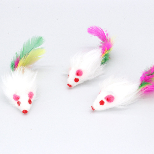 Cat Toys, Rabbit Fur Small Mouse, Plush Cat Teaser, Realistic Mouse, Wholesale Pet Supplies, Feather Cat Toy