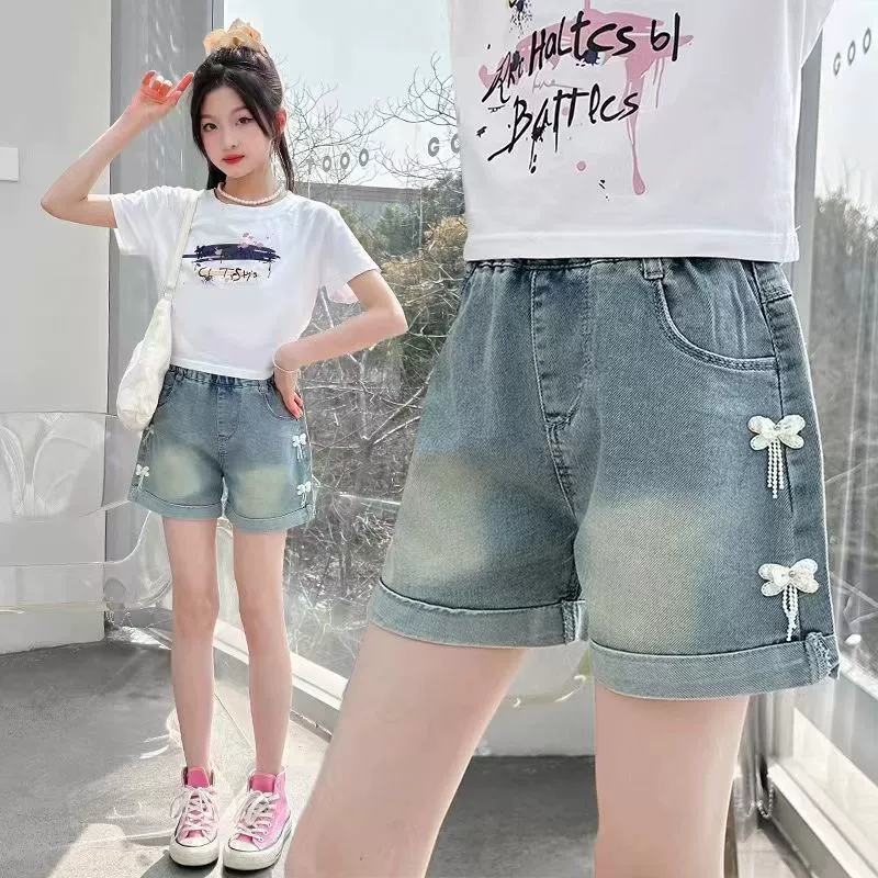 Джинсовая юбка, детские шорты, летние тонкие брюки, детская одежда, oversize, для подростков