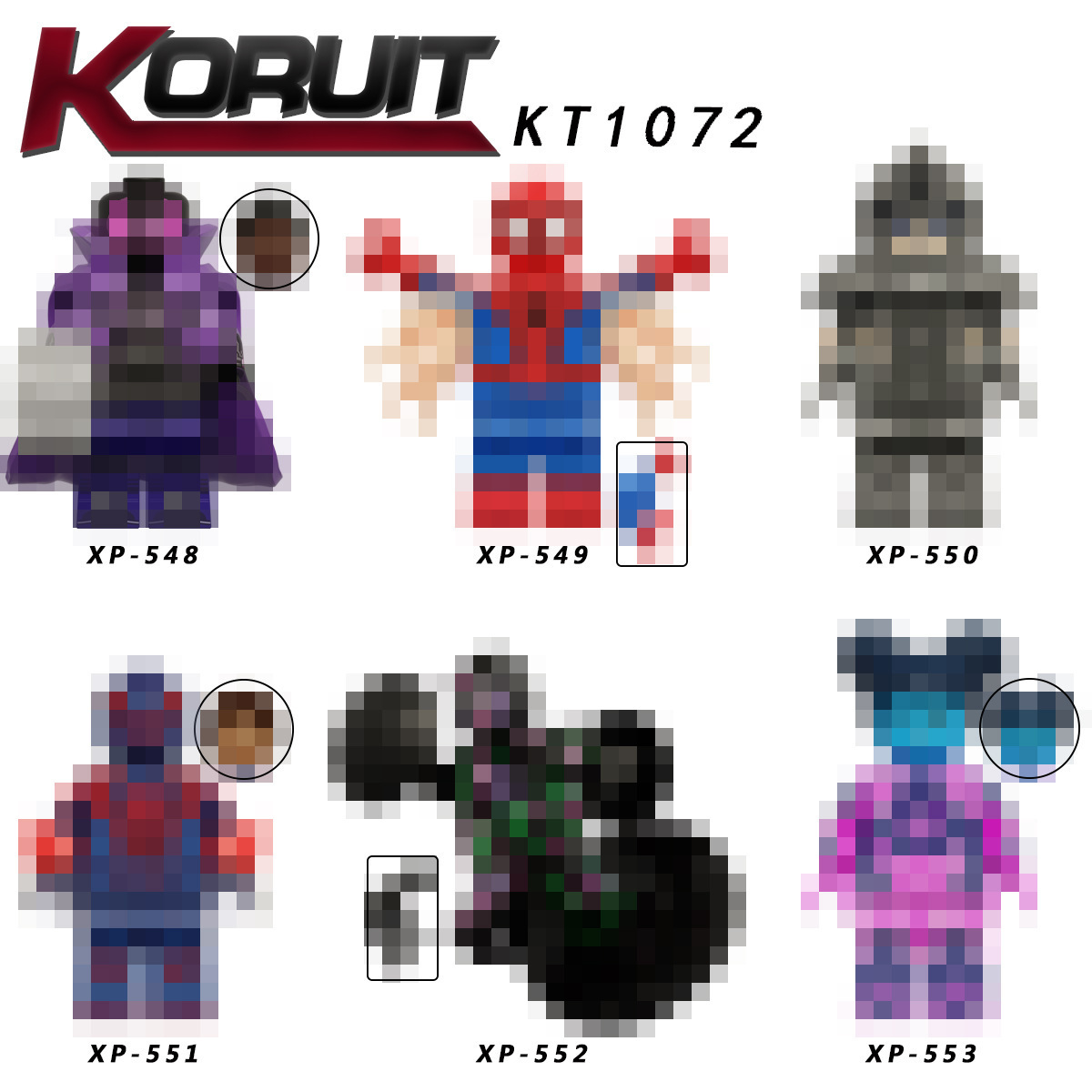 KT1072 superhero series XP550 rhino XP552 spotted people assembled building blocks toy bag