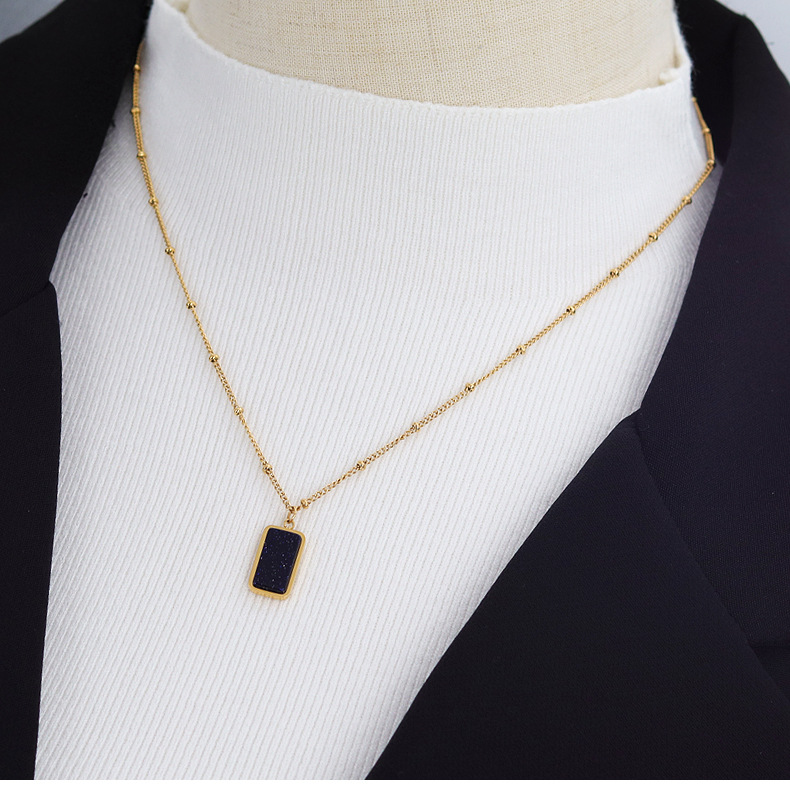 Simple Style Geometric Titanium Steel Gem Necklace Colorza_colorza_9