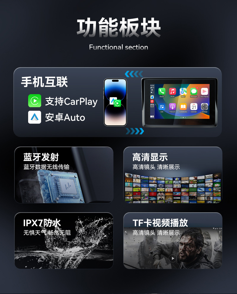 Hot Sale 5 Inch Motorcycle Navigation GPS Portable Navigator Dual Bluetooth Smart HD Motorcycle Carplay