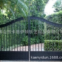 欧式庭院铁艺门双开门不锈钢入户门智能电动平移门折叠门加工出口