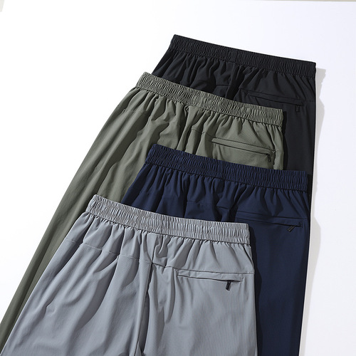 High-quality ice silk quick-drying men's summer thin loose ankle-length pants with high elasticity plus-size sports pants