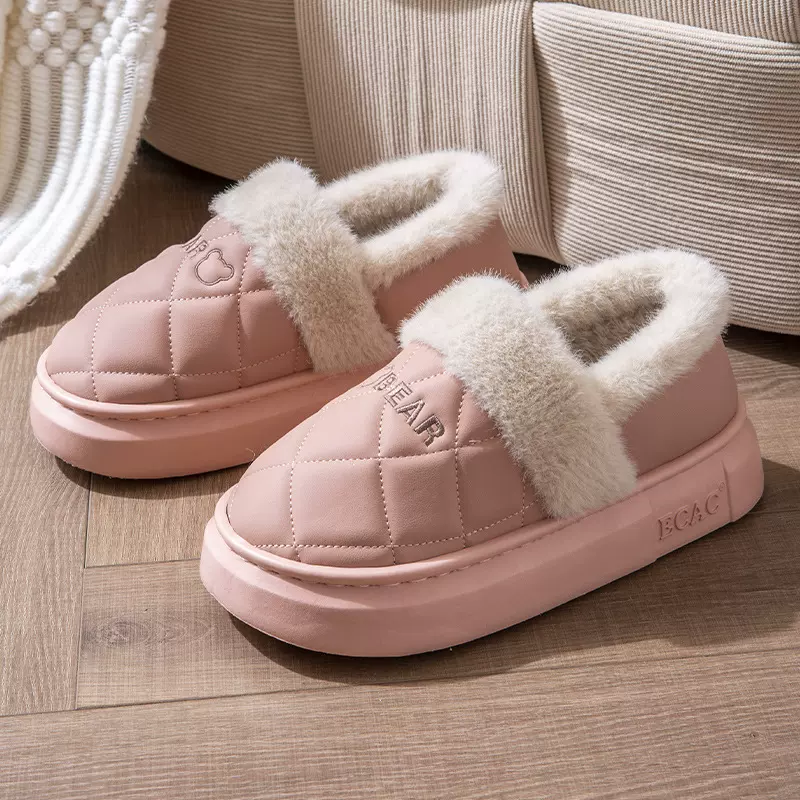 防水棉拖鞋女士2024新款秋冬季保暖室内家居冬天外穿包跟棉鞋男款