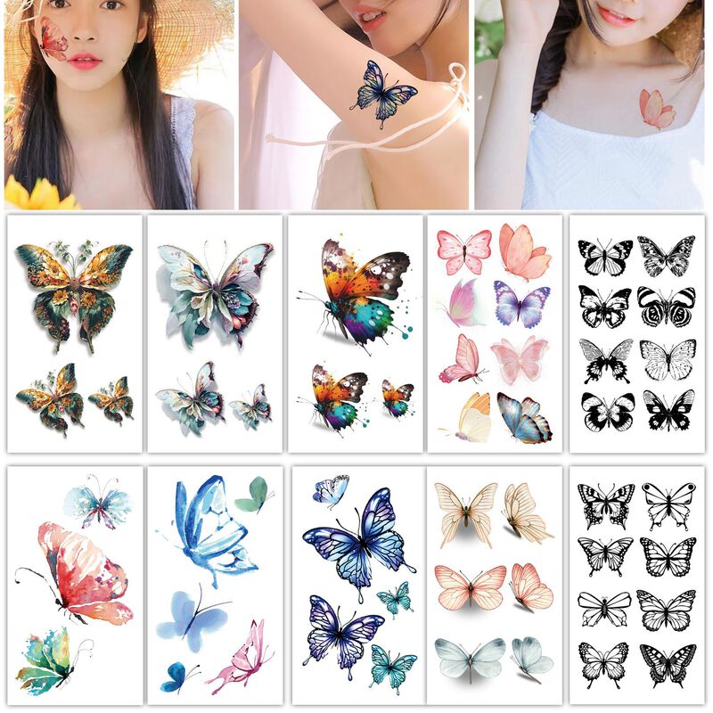 Cross-border simulation butterfly tattoo stickers sexy female tattoo stickers disposable waterproof tattoo scar cover in stock Cross-border simulation butterfly tattoo stickers sexy female tattoo stickers disposable waterproof tattoo scar cover in stock