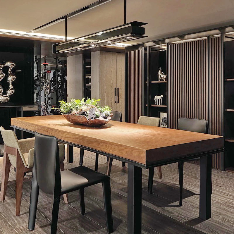 Vintage Industrial American Loft Solid Wood Office Desk Conference Table Long Rectangular Simple Iron Dining Table