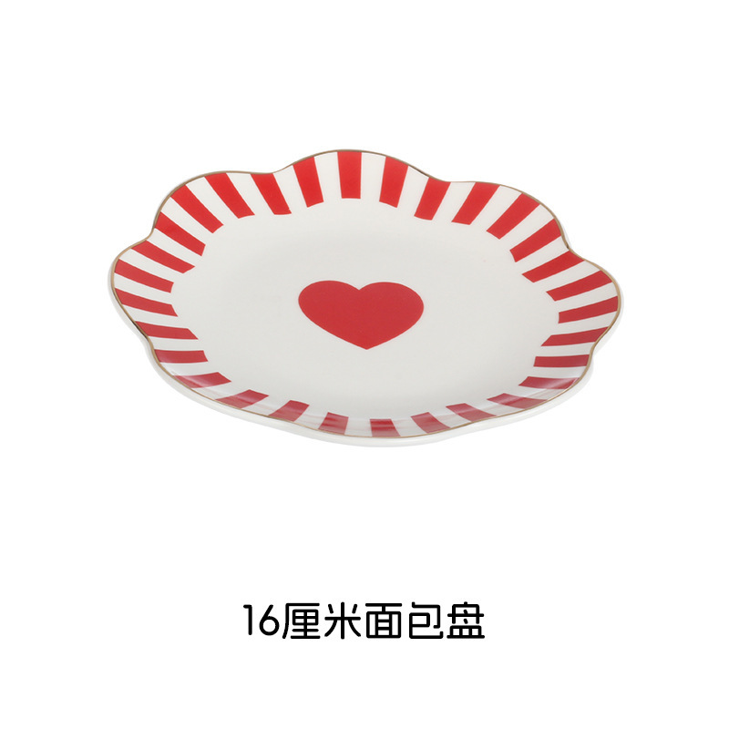 高温デカール加工、シンプルなスタイル、高級感、お手入れ簡単、バレンタインデーの陶器食器セット、ボウル、カップ、食器|undefined