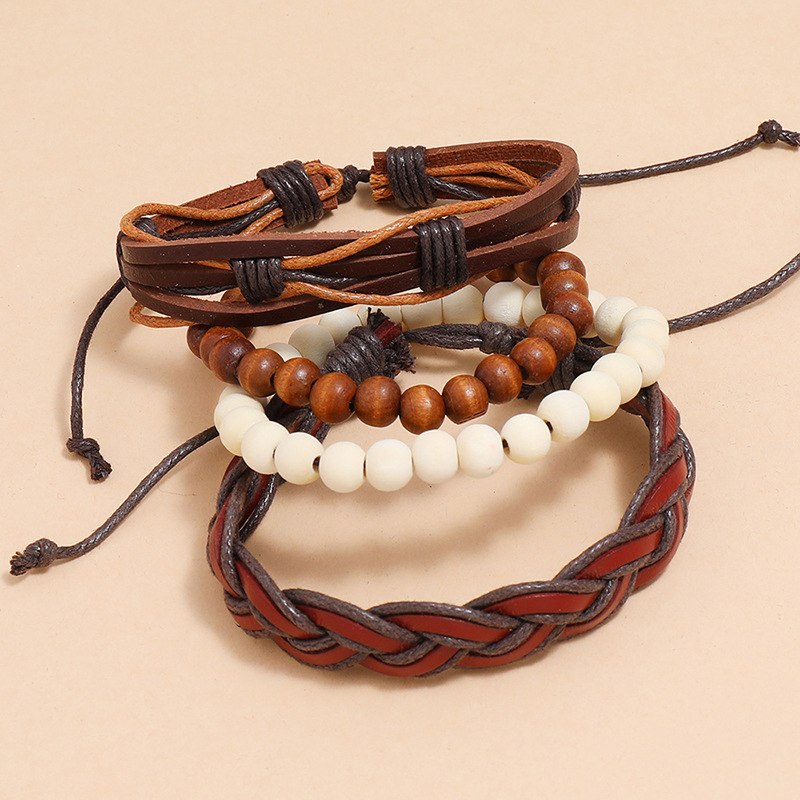 Simple Woven Leather Bracelet display picture 2