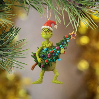跨境 格林奇绿毛怪圣诞树挂件Grinch树脂工艺品圣诞装饰摆件