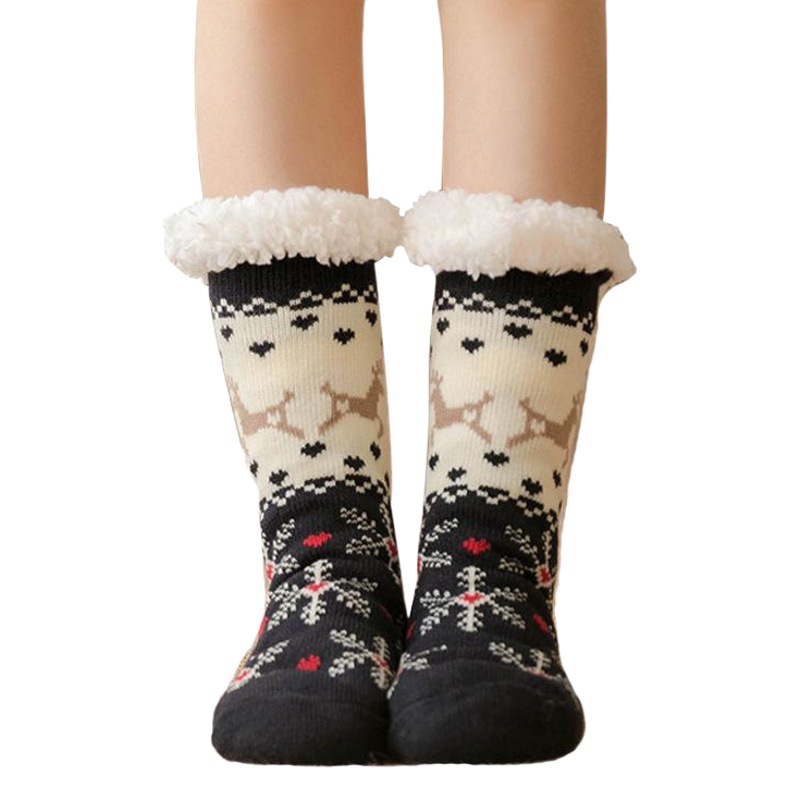 Calcetines de Navidad casa alfombra calcetines de piso calcetines de nieve para adultos cubierta de la pierna femenina confinamiento terciopelo coral dormir calcetines zapatillas Calcetines