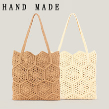 新款手工棉线绳编织吧简约百搭日常休闲海边度假小众女士包