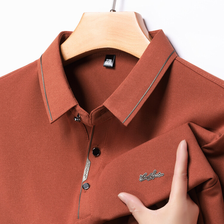Long-sleeved T-shirt men's spring and autumn new men's business casual lapel POLO shirt middle-aged and elderly T-shirt top Long-sleeved T-shirt men's spring and autumn new men's business casual lapel POLO shirt middle-aged and elderly T-shirt top