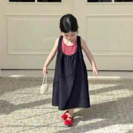 女童牛仔连衣裙2026春夏新款韩版儿童时髦条纹背心吊带背心裙子潮