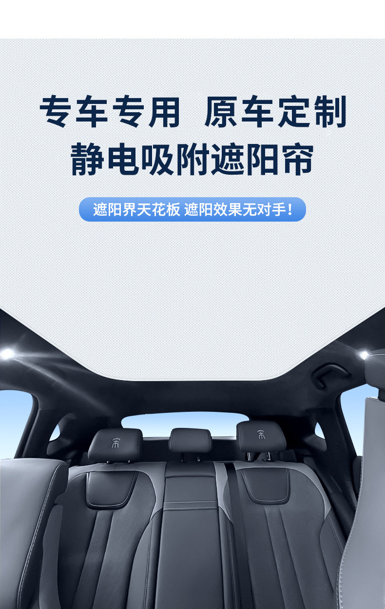 Suitable for Byd 22-25 Yuan Plus Models, Static Cling Sunshade Curtain for Sunroof, Sun Protection, Privacy Sunshade, Non-Transparent