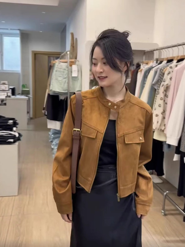 设计感秋冬新款鹿皮绒短款外套女2025爆款外搭小个子夹克上衣女|undefined