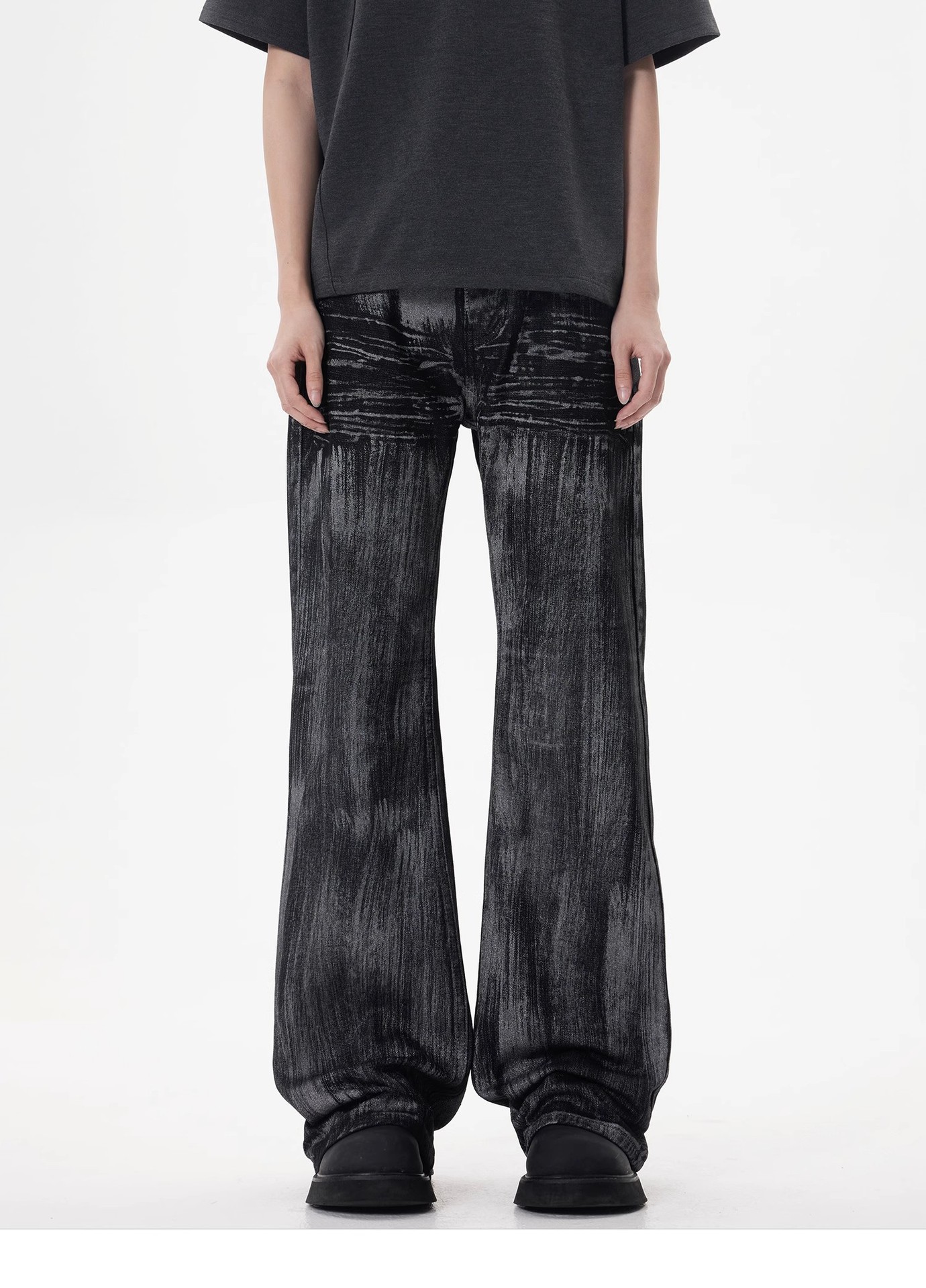 Pantalones vaqueros encerados vintage para hombre, corte recto relajado, estética limpia, lavado desgastado, ropa informal de calle_voghion.com