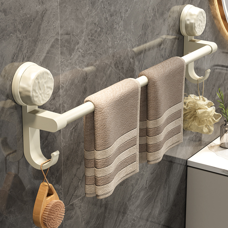 Suction Cup Towel Rack Toilet Non-perforated Bath Towel Rack Toilet Bathroom Storage Rack Wall Hanging Single-pole Towel Bar
