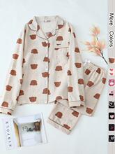 A 43793 Silk Feel Satin Heart Print Pajamas Set ��˿����˯