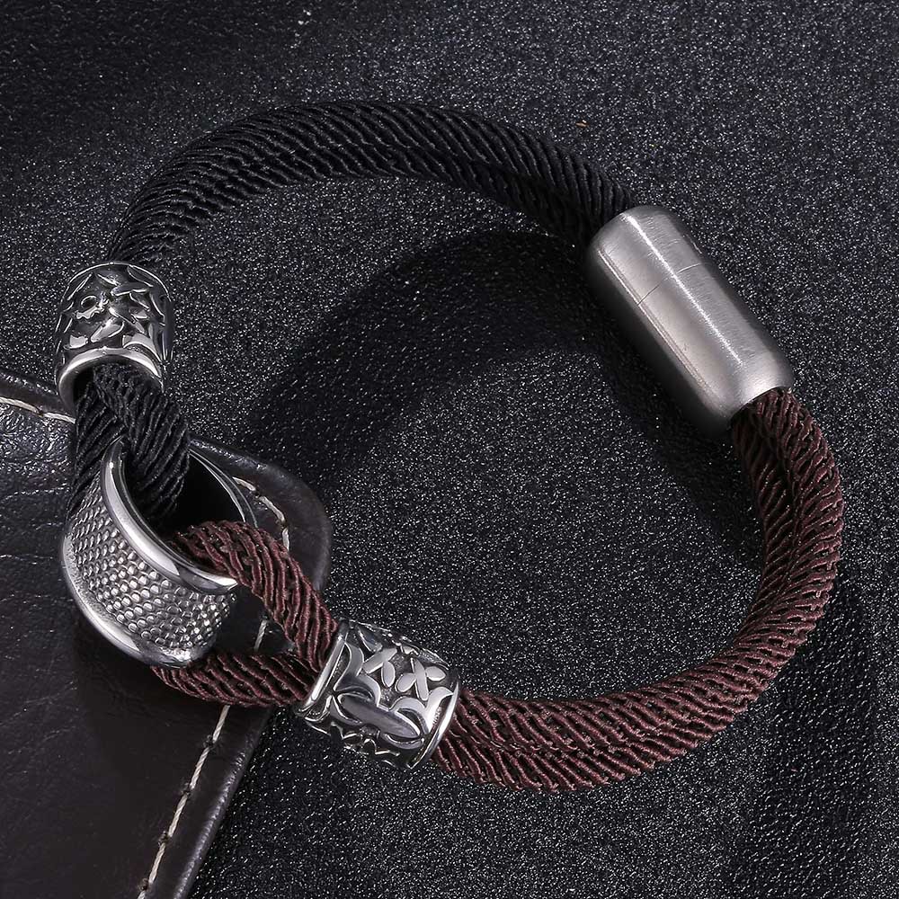 45g Weight 304 Stainless Steel Pendant Material Bracelets Classification Milan Rope Chain Material Cord String Chain Type Street Occasion 304 Stainless Steel, rope Material Color Block Pattern All Seasons Season Men's Gender Plating Design Streetwear Style Streetwear Color Block 304 Stainless Steel Rope Plating Men's Bracelets Men Cord & Leather Bracelets 2